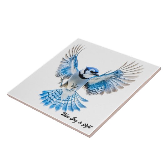 Blaue Jay im Flug Fliese (Seite)