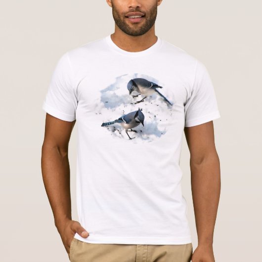 Blaue Jay im Schnee T-Shirt (Vorderseite)