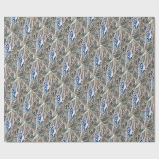 Blaue Jay im Schneesturm Geschenkpapier (Flach)
