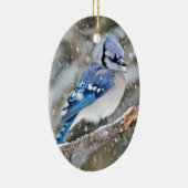 Blaue Jay im Schneesturm Keramik Ornament (Rechts)