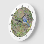 Blaue Jay im südlichen Wachswald Myrtle Wall Clock Große Wanduhr (Winkel)