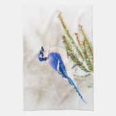 Blaue Jay im Winter Geschirrtuch (Vertikal)