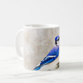 Blaue Jay im Winter Kaffeetasse (Vorderseite Links)