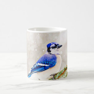 Blaue Jay im Winter Kaffeetasse