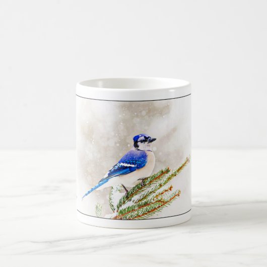Blaue Jay im Winter Kaffeetasse (Mittel)