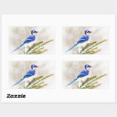 Blaue Jay im Winter Rechteckiger Aufkleber (Blatt)