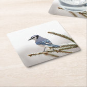 Blaue Jay im Winter Rechteckiger Pappuntersetzer (angewinkelt)