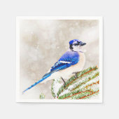 Blaue Jay im Winter Serviette (Vorderseite)