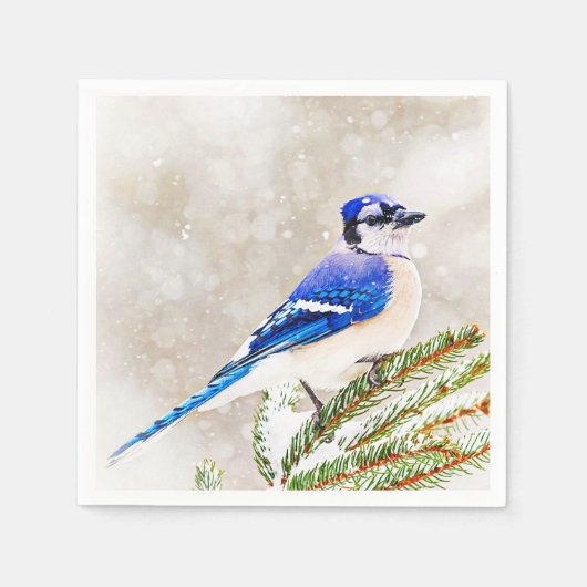 Blaue Jay im Winter Serviette (Vorderseite)