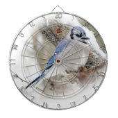 Blaue Jay im Winterschnee Dartscheibe (vorne)