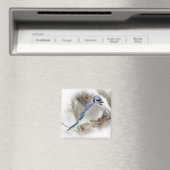 Blaue Jay im Winterschnee Magnet (In Situ (Geschirrspüler))