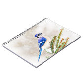 Blaue Jay in einem Kiefernbaum mit Schnee Notizblock (Linke Seite)