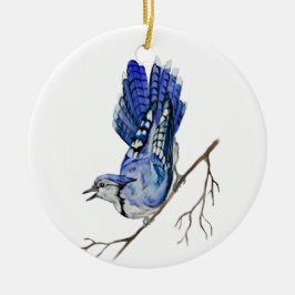 Blaue Jay Keramik Ornament