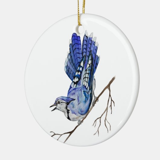 Blaue Jay Keramik Ornament (Links)