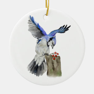 Blaue Jay Keramik Ornament