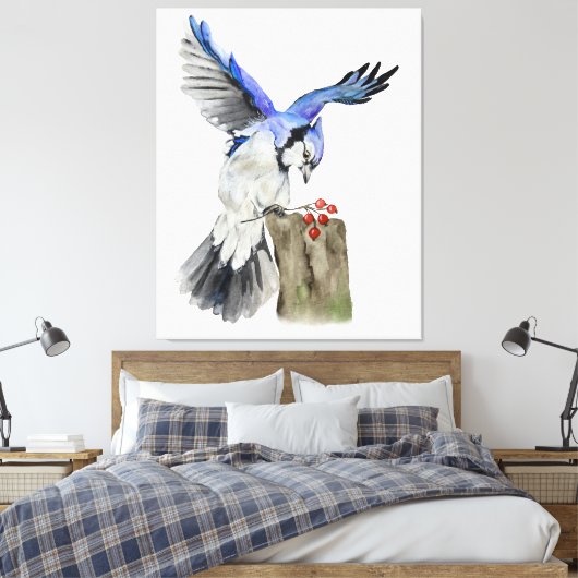 Blaue Jay Leinwanddruck (Insitu (Schlafzimmer))