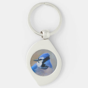Blaue Jay-Malerei - Original Bird Art Schlüsselanhänger