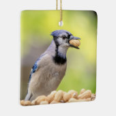 Blaue Jay mit Erdnuss Keramikornament (Rechts)