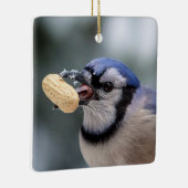 Blaue Jay mit Erdnuss Keramikornament (Rechts)