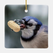 Blaue Jay mit Erdnuss Keramikornament (Rückseite)