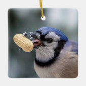 Blaue Jay mit Erdnuss Keramikornament (Vorderseite)