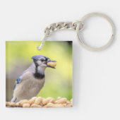 Blaue Jay mit Erdnuss Schlüsselanhänger (Rückseite)