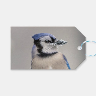 Blaue Jay mit Schnee auf seinem Schnabel Geschenkanhänger