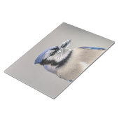Blaue Jay mit Schnee auf seinem Schnabel Notizblock (angewinkelt)