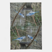 Blaue Jay mit Vers aus Isaiah hören Geschirrtuch (Vertikal)