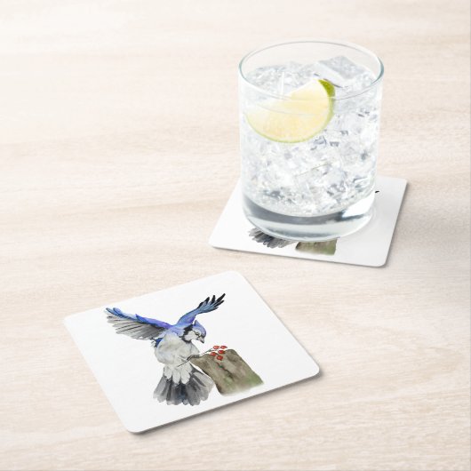 Blaue Jay Rechteckiger Pappuntersetzer (Vor Ort)