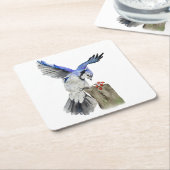 Blaue Jay Rechteckiger Pappuntersetzer (angewinkelt)
