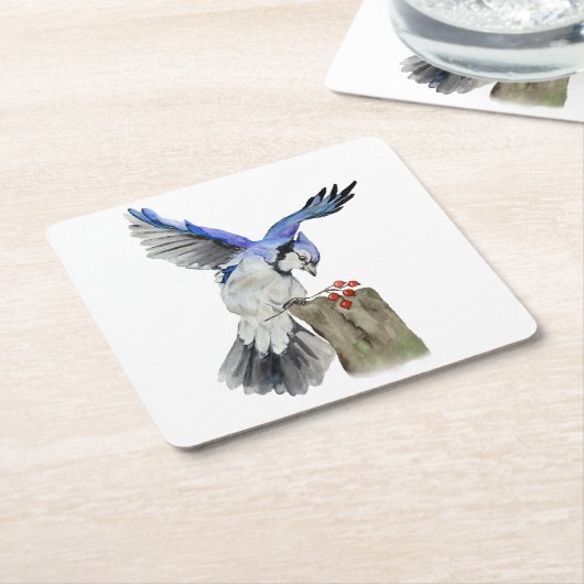 Blaue Jay Rechteckiger Pappuntersetzer (angewinkelt)