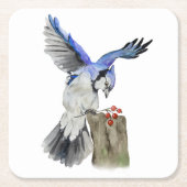 Blaue Jay Rechteckiger Pappuntersetzer (Vorderseite)