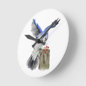 Blaue Jay Runde Wanduhr (Winkel)