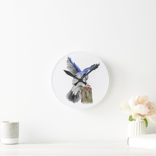 Blaue Jay Runde Wanduhr (Zuhause)
