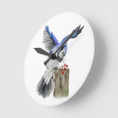 Blaue Jay Runde Wanduhr (Winkel)