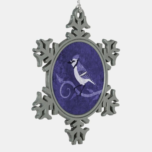 Blaue Jay-Schneeflocke-Verzierung Schneeflocken Zinn-Ornament (Links)