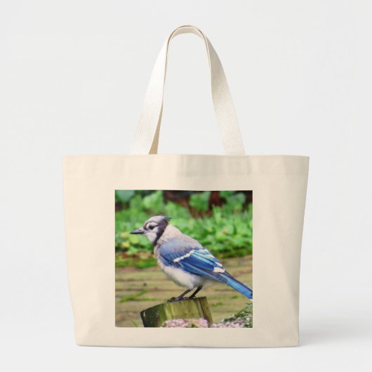 Blaue Jay-Taschen-Tasche Jumbo Stoffbeutel (Vorne)