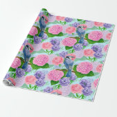 Blaue Jay und Blume, Aquarellmuster, Packung Geschenkpapier (Ungerollt)