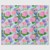 Blaue Jay und Blume, Aquarellmuster, Packung Geschenkpapier (Flach)