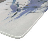 Blaue Jay Vögel in einer Winterlandschaft Schneidebrett (Ecke)