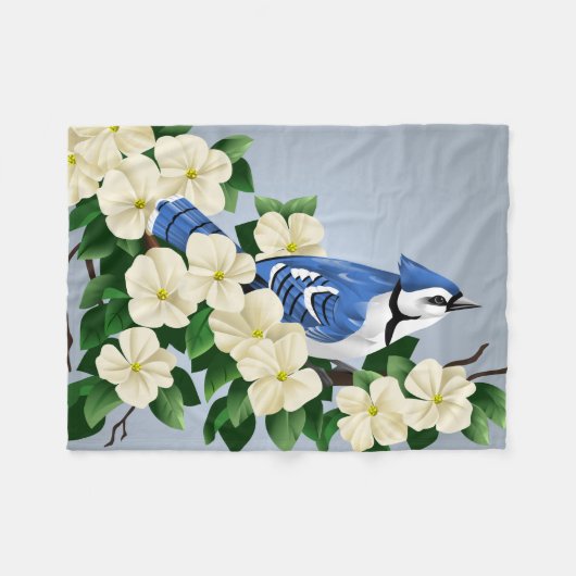 Blaue Jay-Vogel-Kunst auf Geschenken Fleecedecke (Vorderseite (Horizontal))