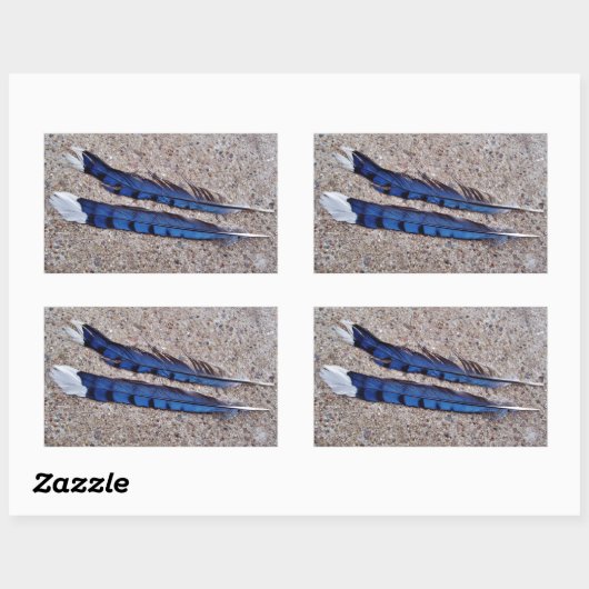 Blaue Jay-Vogelfedern Rechteckiger Aufkleber (Blatt)