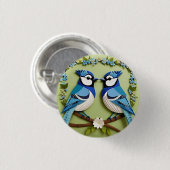 Blaue Jay Vogelpapier Art Button (Vorne & Hinten)