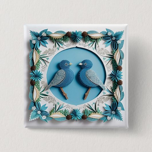 Blaue Jay Vogelpapier Art Button (Vorderseite)