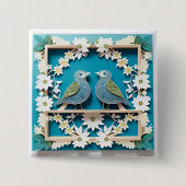 Blaue Jay Vogelpapier Art Button (Vorderseite)