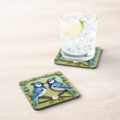 Blaue Jay Vogelpapier Art Getränkeuntersetzer (Rechte Seite)