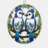 Blaue Jay Vogelpapier Art Keramik Ornament (Links)