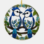 Blaue Jay Vogelpapier Art Keramik Ornament (Hinten)