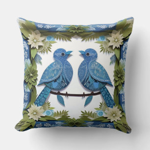 Blaue Jay Vogelpapier Art Kissen
